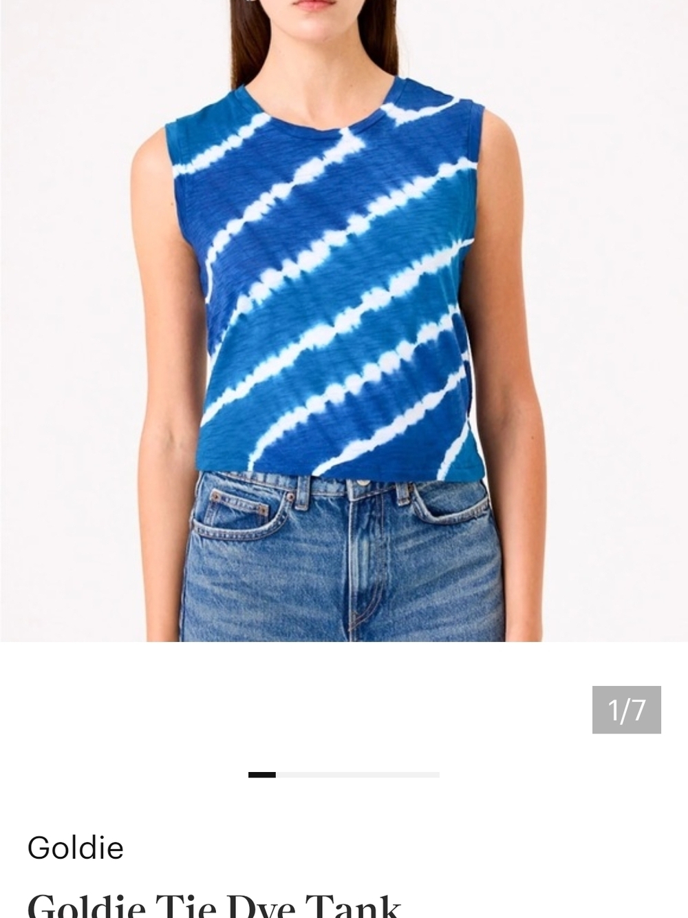 Goldie NWOT Navy Blue Cropped Tie-Dye Tank Top Size XS